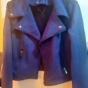 Woman's faux suede moto jacket